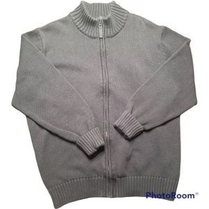 Lands End sweater zip up sweater- Large navy blue
